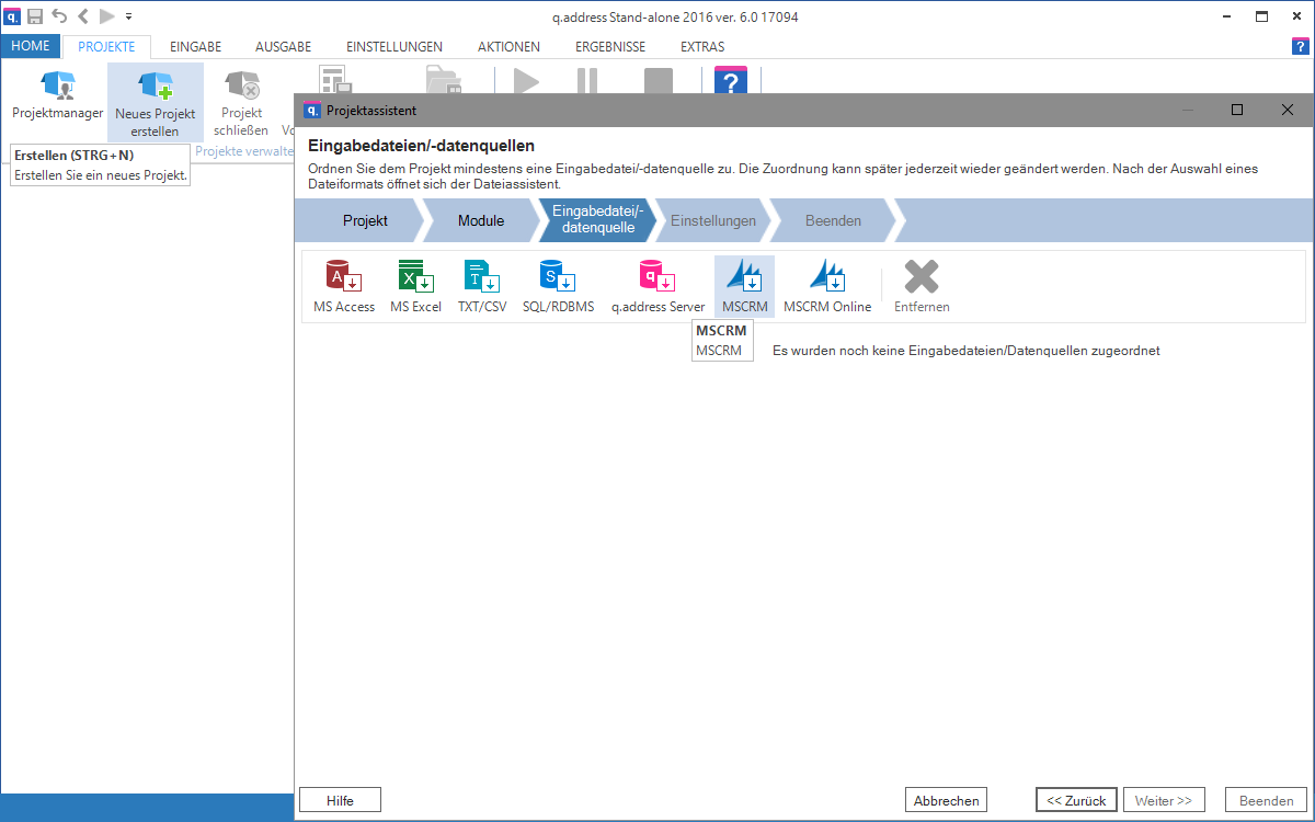 00030 CRM Project Datenquelle Auswahl
