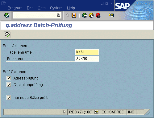 qaddress-Batchprüfung-SAP