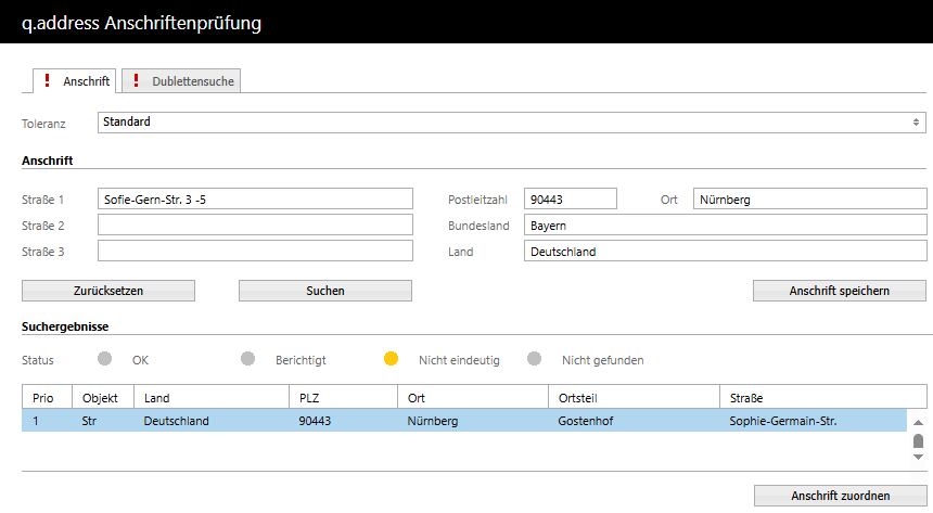 q.address CRM AdressCheck